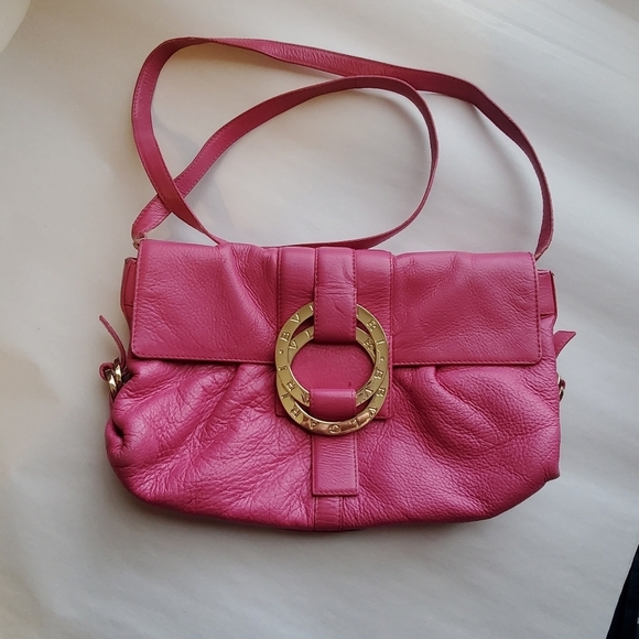 BVLGARI  Chandler shoulder bag. Purple. Snap closure.  Leather. Italy. - Picture 1 of 14